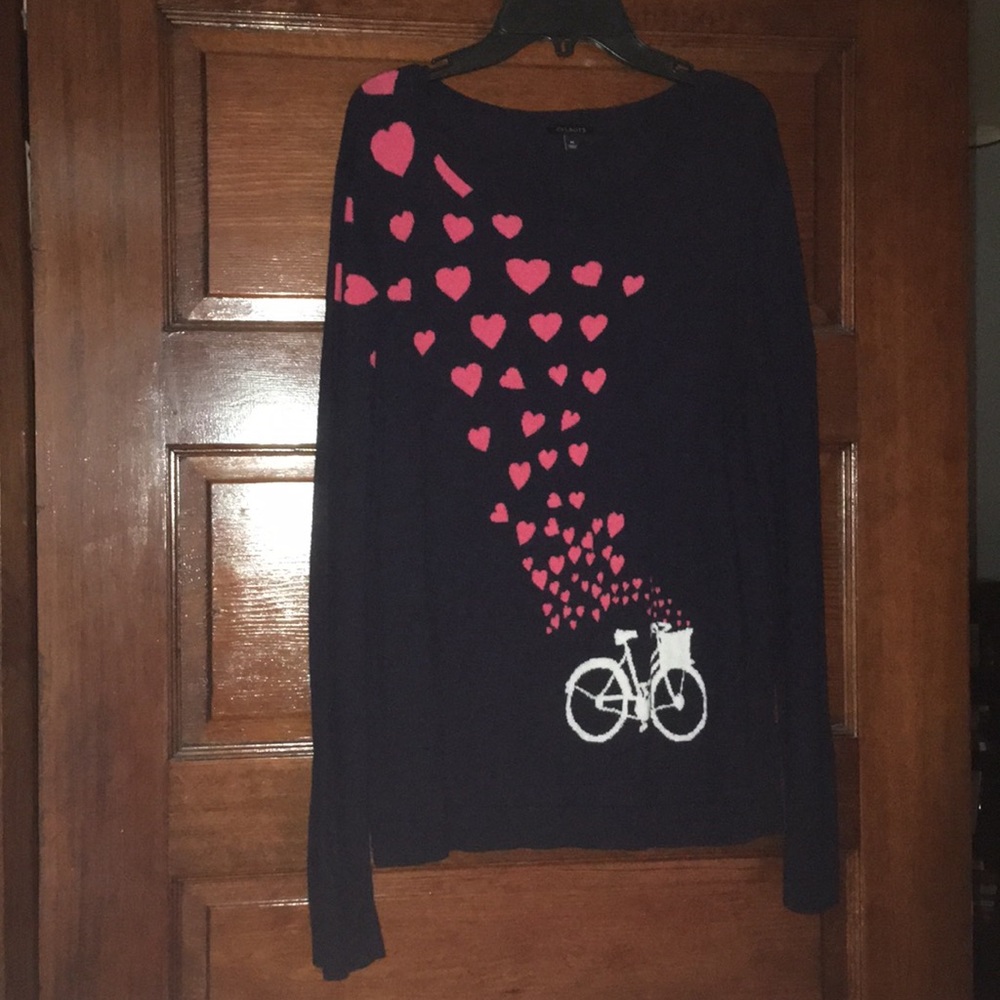 Navy with Pink Hearts Bicycle Sweater Top